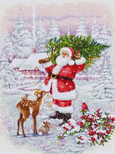Santa With Tree Cross Stitch Kit By Luca S