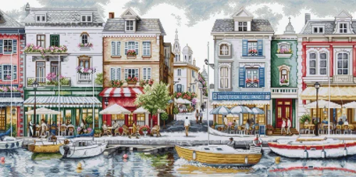 Quayside Cross Stitch Kit by Luca S GOLD