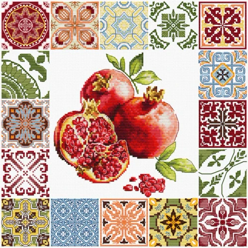 Mosaic Heart of the Pomegranate Cross Stitch Kit by Luca S