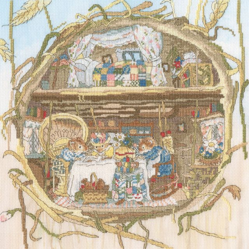Tea with the Harvest Mice Cross Stitch Kit by Jill Barklem