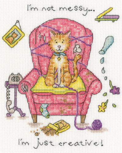 Crafty Cat Cross Stitch Kit by Cockadoodle