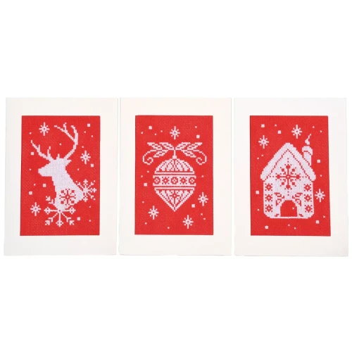 Gingerbread and Reindeer Cards Counted Cross Stitch Kit By Vervaco
