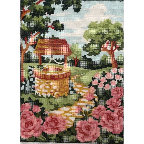 Wishing Well Garden Tapestry Canvas by Grafitec