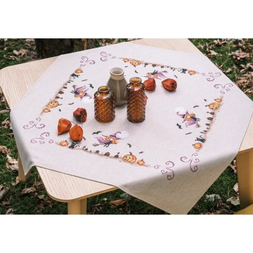 Halloween Tablecloth Printed Cross Stitch Kit By Vervaco