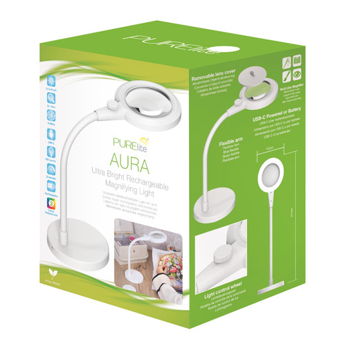 Magnifying Light: Ultra-Bright: Table Lamp: Aura - Purelite