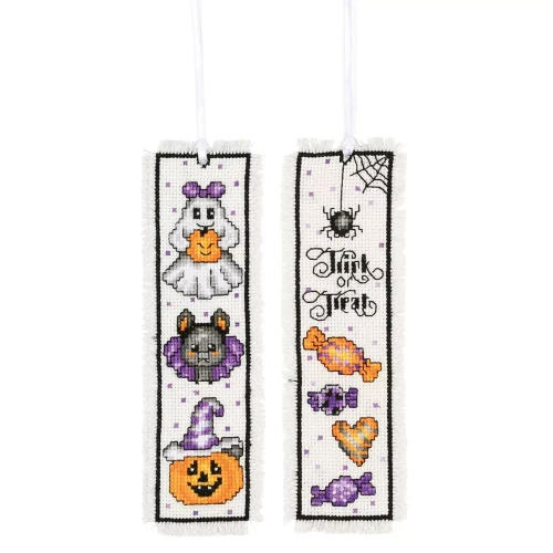 Trick or Treat Bookmarks Counted Cross Stitch Kit By Vervaco