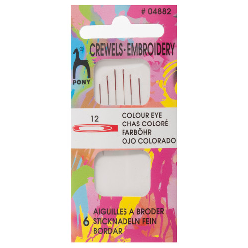 Hand Sewing Needles: Crewels: Colour-Coded Eye: Size 12