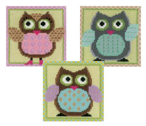 Miniatures Owl Set Of Three Cross Stitch Kits By Vervaco