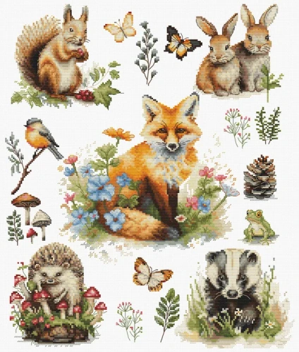 Forest Animals Cross Stitch Kit by Luca S