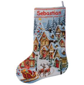 A Village Aglow Stocking Counted Cross Stitch Kit By Vervaco