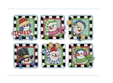 Crafts Playful Snowmen Ornaments Counted Cross Stitch Kit  By Design Works