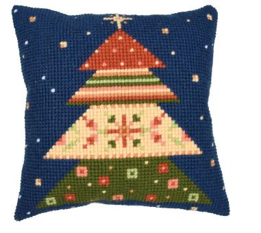 Nordic Christmas Tree Cross Stitch Kit Chunky Cushion Printed  By Vervaco