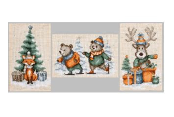 Woodland Winter Tales - Set of 3  Counted Cross Stitch Kit By Vervaco