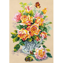 Tea Roses Cross Stitch Kit By Magic Needle