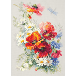 Poppes And Daisies Cross Stitch Kit By Magic Needle