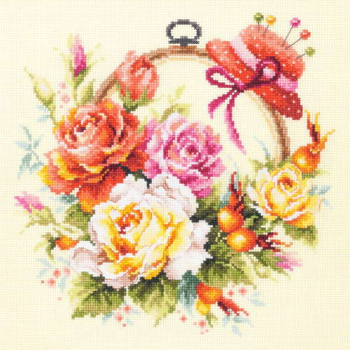 Roses For Needlewoman Cross Stitch Kit By Magic Needle