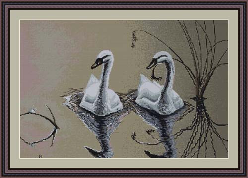 Swans Pair Cross Stitch Kit By Luca S