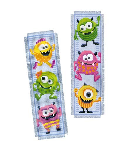 Little Monsters Bookmark Set Of Two Cross Stitch Kits By Vervaco
