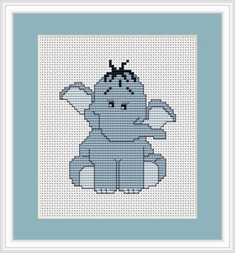 Blue Elephant Mini Cross Stitch Kit By Luca S