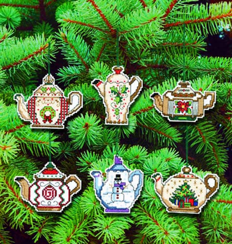 Christmas Teapots Ornaments Cross Stitch Kits By Jannlyn