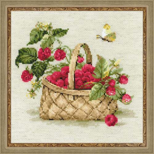 Basket With Raspberries Counted Cross Stitch Kit By Riolis