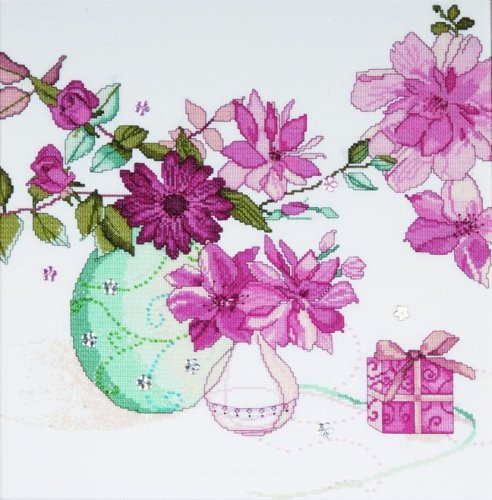 Pastel Floral Cross Stitch Kit By Design Works