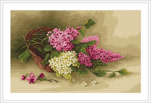 Basket With Lilac Cross Stitch Kit By Luca S