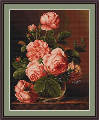 Vase Of Roses Cross Stitch Kit By Luca S