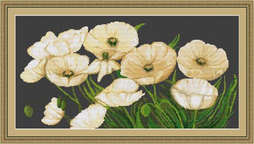 White Poppies Ii Cross Stitch Kit By Luca S