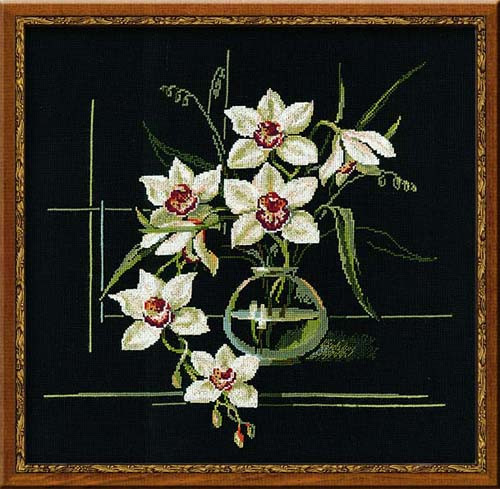 White Orchid Cross Stitch Kit