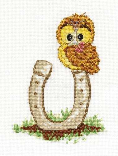 Ollie Owl With Lucky Horse Shoe Cross Stitch Kit