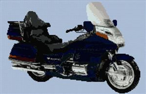 Honda Goldwing Blue Motorcycle Cross Stitch Chart