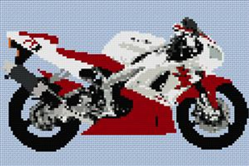 Yamaha R1 1998 Red Motor Bike Cross Stitch Pattern