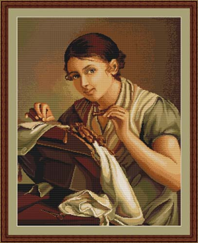 Lady Sewing Petit Cross Stitch Kit By Luca S