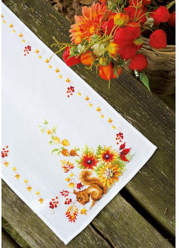 Squirrel in Autumn Cross Stitch Kit By Vervaco - MariesCrossStitch.co.uk
