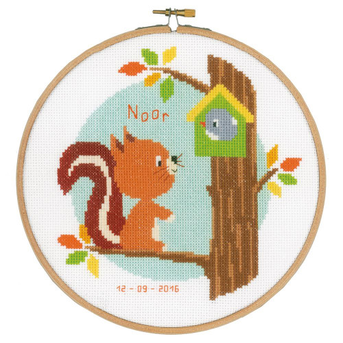 Squirrel in Tree Cross Stitch Kit By Vervaco - MariesCrossStitch.co.uk