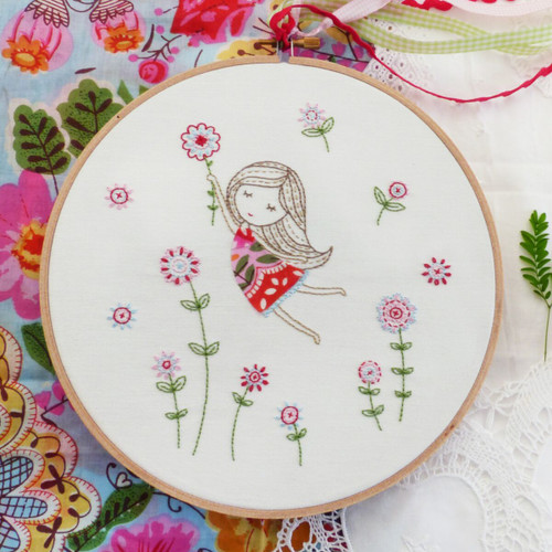 Girl with Red Dress Embroidery Kit By DMC - MariesCrossStitch.co.uk