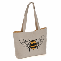 Craft Bag: Shoulder Tote: Appliqué Linen Bee