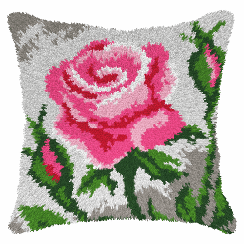 Pink Roses latch Hook Rug Cushion Kit by Orchidea - MariesCrossStitch.co.uk