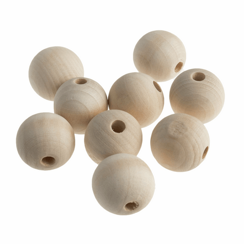 Wooden Craft Beads 25mm 9 Pieces MariesCrossStitch.co.uk