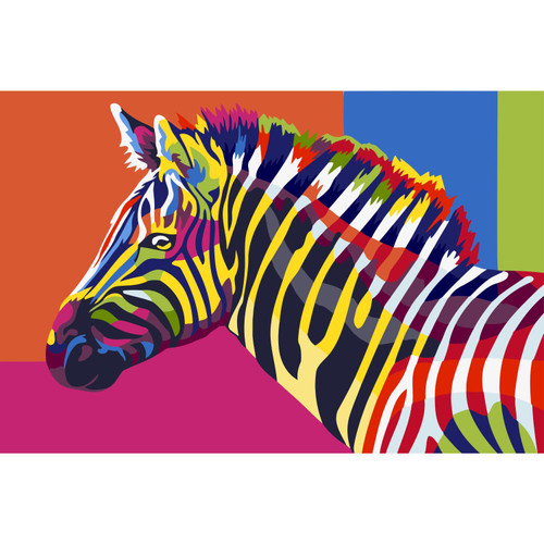 Rainbow Zebra Paint By Numbers Kit By Wizardi MariesCrossStitch.co.uk