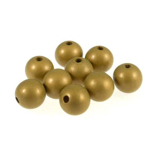Wooden Craft Beads Round 25mm Gold 9 Pieces by Trimits