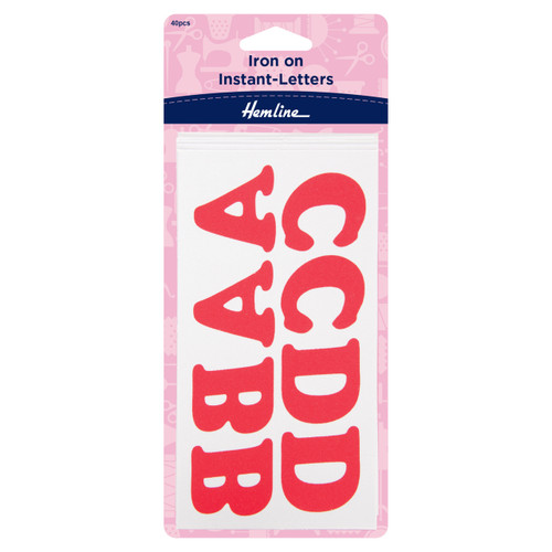 Red Iron-on Instant Letters Motifs 40 Pieces by Hemline ...
