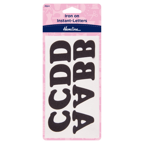 Black Iron-on Instant Letters Motifs 40 Pieces by Hemline ...