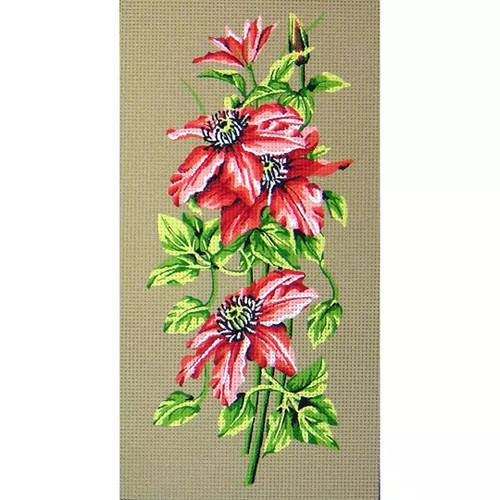 Toile à Broder Gobelin L 45x60 Cm - Canvas Only, Motif Pivoines, Count 10, Toile Peinte Main