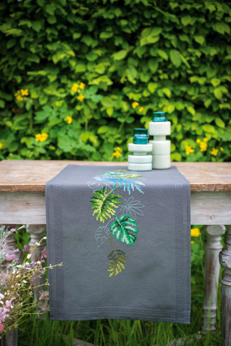 Botanical Leaves Table Runner Embroidery Kit by Vervaco ...