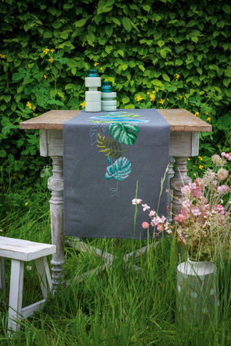 Botanical Leaves II Table Runner Embroidery Kit by Vervaco ...