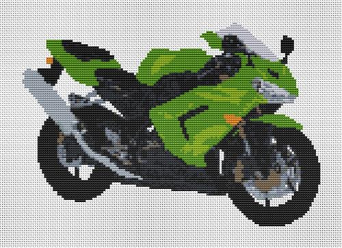 Kawasaki Zx 10R Motorcycle Cross Stitch Kit By Stitchtastic
