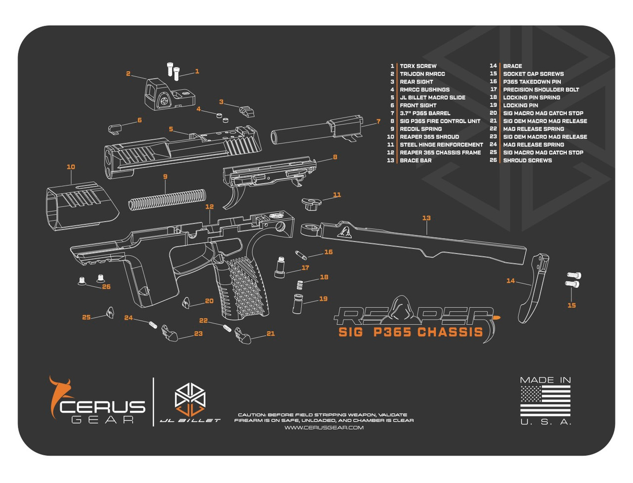Reaper 365 Pistol Cleaning Mat – JL Billet Gun Mat
