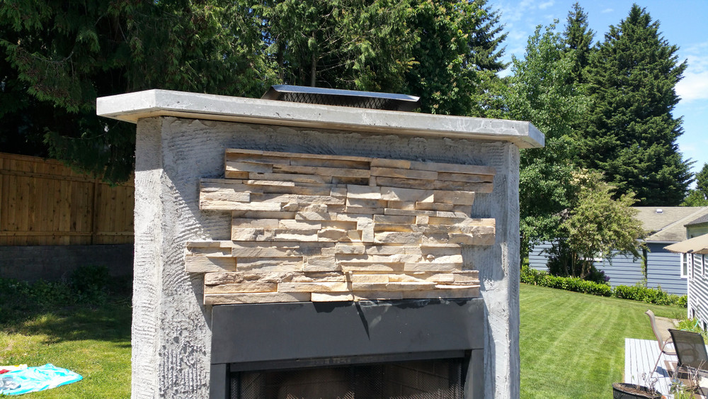 Outside Living.  Exterior Fireplace Seattle